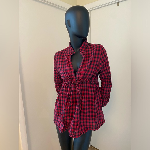 Plaid Cottage-core Shirt with slim-waist fit - Picture 2 of 5